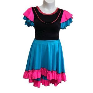 Girls Dancer Costume Gypsy Spanish Folklorico Halloween 2-Pc XL Performance